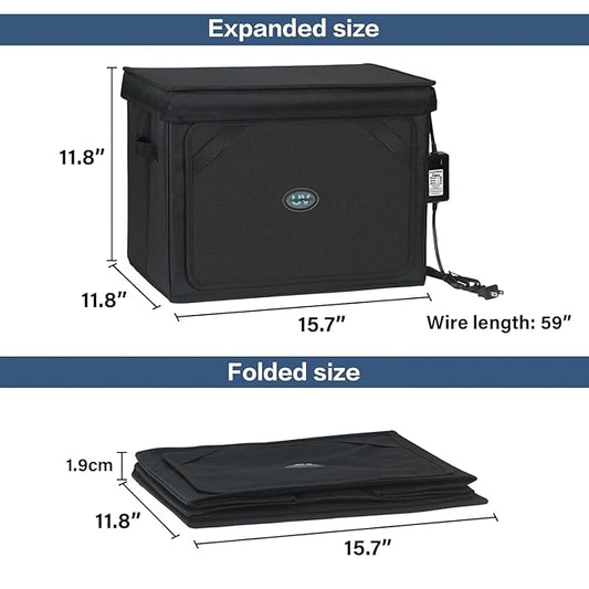 Large UVC Sanitizer Box Ozone Free, Foldable Cleaner Bag with Timer, 36L/9.5gal UV Light Bulb Black Tote for Shoes, Cell Phone, Baby Bottle, Key, Towel