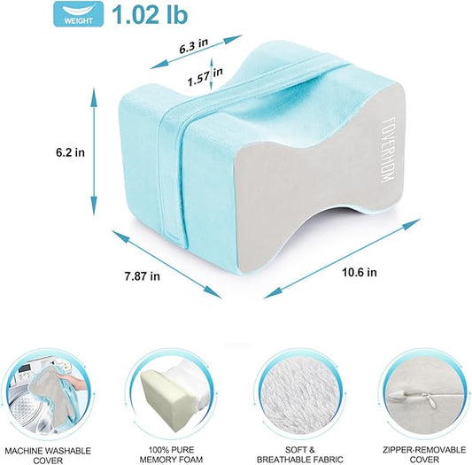 foverhom Memory Foam Knee Pillow,Orthopedic Leg Pillow for Sciatica Relief,Back Pain, Pregnancy, Leg Pain, Hip Pain and Sciatica Relief,Blue