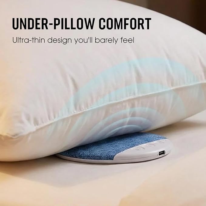 Bone Conduction Pillow Speaker, 11mm Ultra-Thin Pillow Bluetooth Speaker — Personal Audio & for Peaceful Nights, White Noise Timer Wireless Sleep Aid with Stereo Bass Private (Basic)