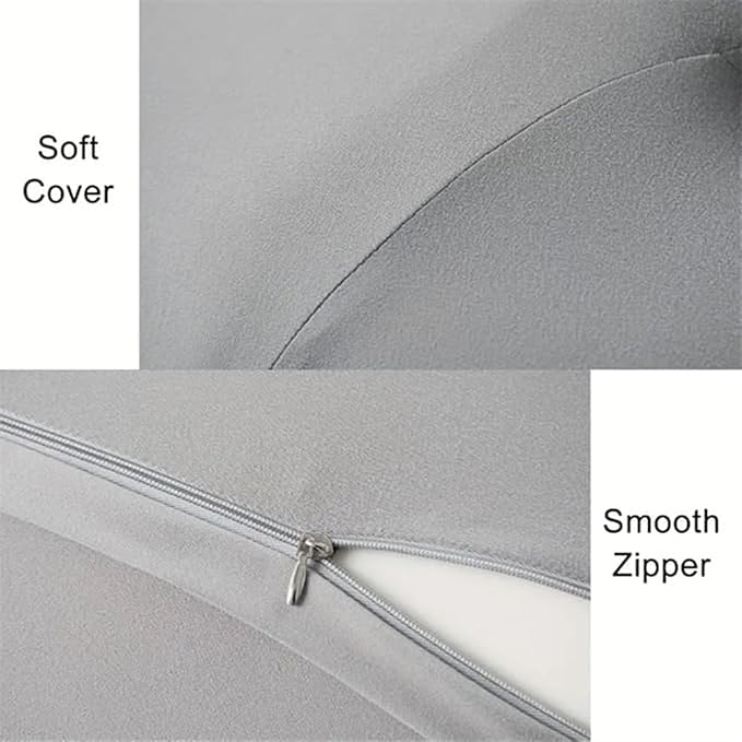 Ergonomic Memory Foam Pillow with Cotton Cover - Enhances Sleep, Orthopedic Design, Pressure Relief, Adjustable Loft. Contoured Fit for Neck & Shoulder Pain Alleviation (Light Grey)
