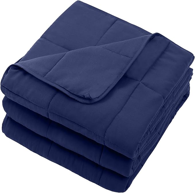 Navy Blue Weighted Blanket for Adults 12lbs, 60"x80", Queen Size Cooling Heavy Throw Blanket for 110-130lbs, Microfiber Soft Thick Big Blankets Weighted Comforter Gift for Sleeping