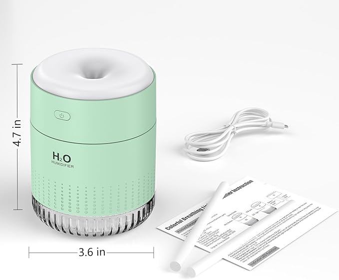 Small Humidifiers for Bedroom 350ml Mini Portable Humidifier for Travel Plants Humidifier, Humidificador for Bedroom Plants Travel Office Desk Car Light Green