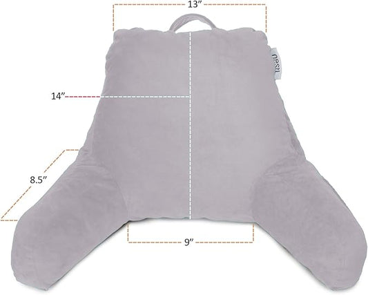 Nestl Reading Pillow for Kids & Teens with Shredded Memory Foam, Backrest Pillows for Reading, Watching, and Gaming, Use on The Couch, Bed, or Floor, Adjustable Support, Washable Cover Grey Lavender