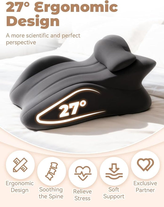 Moodie Pillow, Couples Pillow for Intimacy 27 Degree = Just The Right Lift, Ergonomic Memory Foam Intimacy Comfort Pillow Hip & Back Support, All Perfect Position Easily Postures Wedge Pillow (Gray)