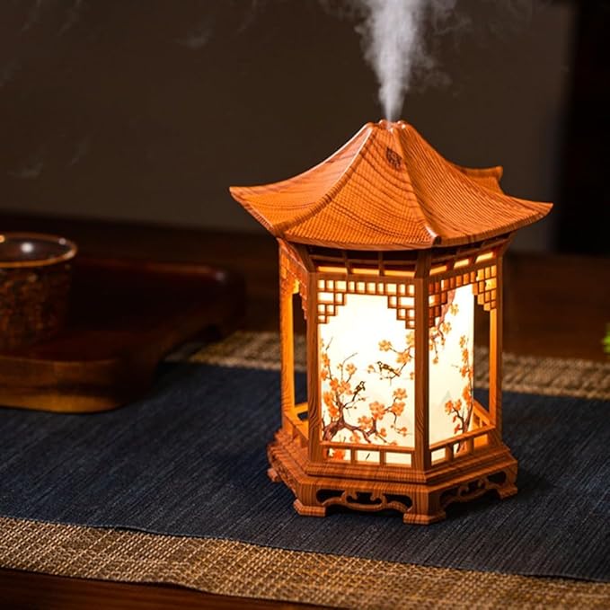 Mini Humidifier For Home Use With Dual Spray Modes And Adjustable Night Light, Pavilion Shape Aromatherapy Diffuser, 160 ML Capacity, Compact Portable Design For Bedroom Or Travel(B)