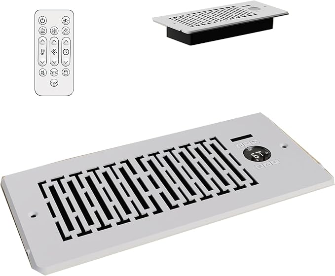 Register Booster Fan for 4"x10", 10-Speed Smart Vent Fan, Improves Heating and Cooling Vents for Home with Intelligent Thermostat and Remote Control