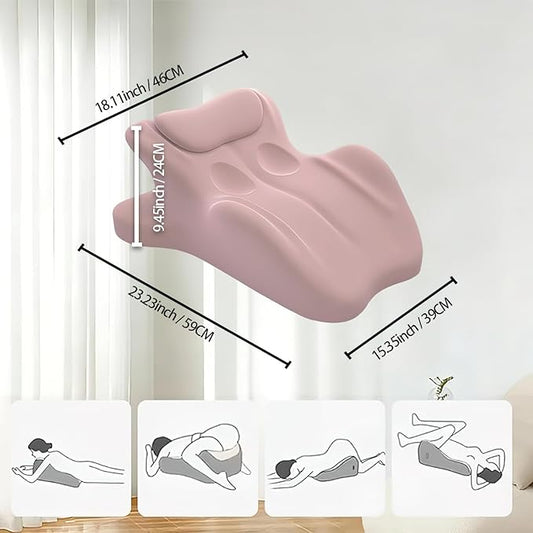 Multi Functional Pillow, Ergonomic Body Support pad, Memory Foam, for Side, Back and Prone Lying (Pink)