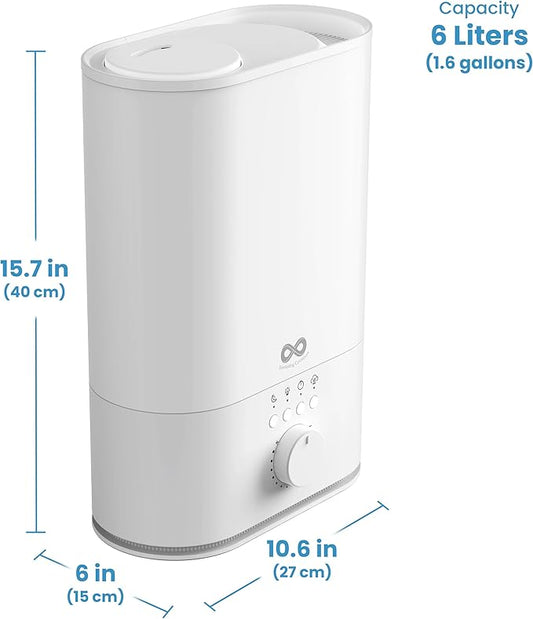 Everlasting Comfort 6L Humidifier Large Room, High Mist Output 60 HR Runtime Ultrasonic Top Fill Humidifiers for Bedroom, Easy to Use & Clean for Home, Baby Humidifier, Plants, Congestion, Indoor
