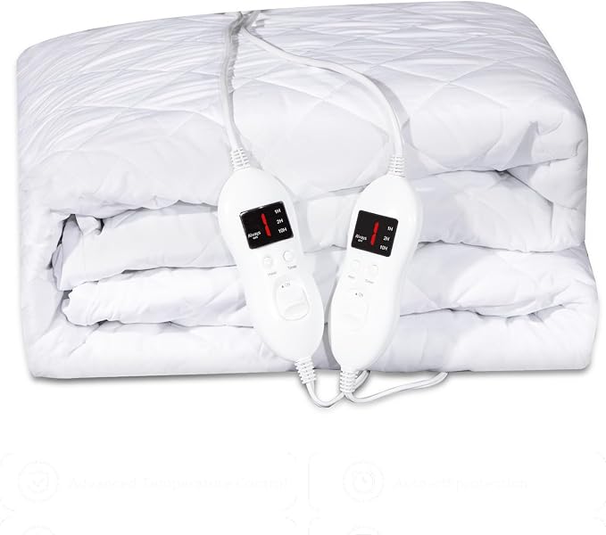 Heated Mattress Pad Queen Size - Electric Mattress Pad with Dual Control, Soft Blanket, Bed Warmer Heater Sheets, 8 Heating Settings,1/2/10 Hours Auto Shut Off, 60" x 80"(Argyle White, Queen)