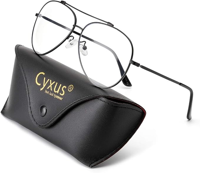 Cyxus Davos French Ma-con Style Aviator Glasses Blue Light Blocking Eyeglasses for Computer UV Protection Anti Eyestrain 8805