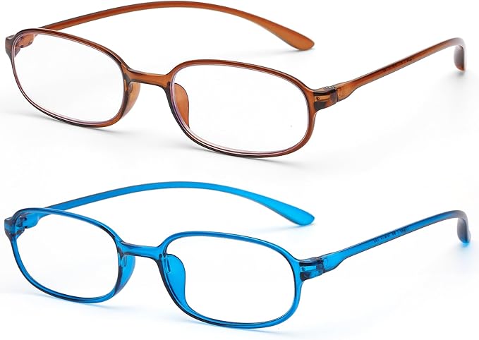 AQWANO 2 Pack Blue Light Blocking Computer Reading Glasses UV Protection Flexible TR90 Frame Lightweight Readers Glasses for Women Men +2.25
