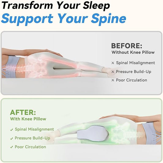 Knee Pillow for Side Sleepers,Leg Pillows for Sciatica,Knees,Hips,Joints Between Legs,Back Pain Relief When Side Sleeping Spine Alignment Support for Knee Surgery Recovery