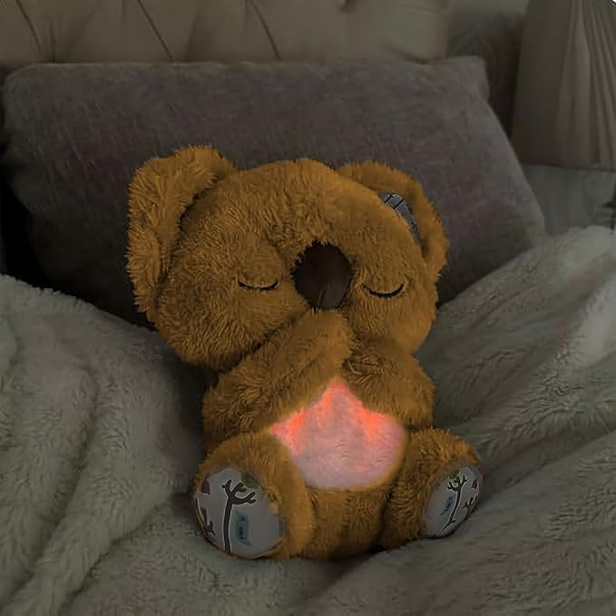 Breathing Koala Stuffed Animal - Anxiety Relief Plush with Musical Lights & Rhythmic Breathing Motion for Adults and Kids (Yellow)