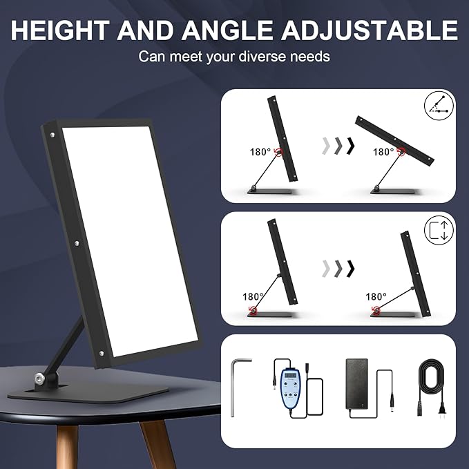 Light Therapy Lamp,10000 Lux UV-Free Desk Happy Lamp, 5 Colors & 5 Brightness Levels I-Beam Sun Lamp with Flexible Gooseneck for Study/Home/Office
