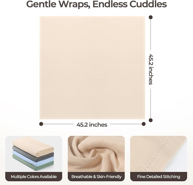 Muslin Swaddle Blankets for Babies, 4-Pack Ultra Soft Breathable Receiving Blankets, Large 45''x45'' Baby Wraps for Boys Girls, Newborn Essentials Shower Gifts