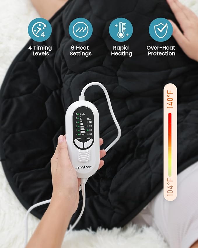 immtree Weighted Heating Pad for Deeper Pain Relief, 5lbs XXXL Size(29x24) with Fast Heat Technology, Heated Blankets for Adults, Relief for Back and Shoulder and Knee