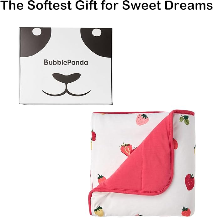 BubblePanda Rayon Made from Bamboo Baby Blanket for Boys Girls Neutral Soft Crib Blanket Toddler Quilt Comforter Newborn Nursery 30 x 40 Inch Strawberry
