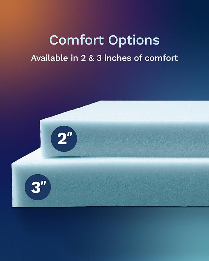 ViscoSoft 2-Inch Memory Foam Mattress Topper Queen – Reflex Cooling Gel Pad with Removable Washable Cover – CertiPUR-US & Oeko-TEX Certified
