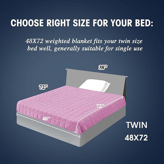 yescool Weighted Blanket for Adults (20 lbs, 48" x 72", Salmon Stripes) Heavy Blanket for Sleeping Perfect for 190-210 lbs, Twin Size Breathable Blanket with Premium Glass Bead, Machine Washable