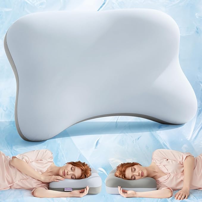 Double Side Pillow Covers, Cooling & Soft Pillow Cases for Patented Side Sleep Pillow, Machine Washable, Only Pillow Cover (Blue Grey)