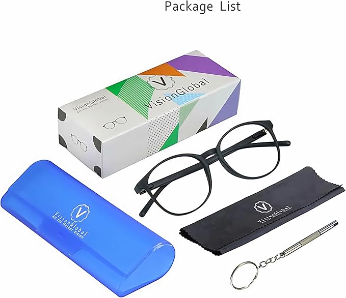 VisionGlobal Blue Light Blocking Glasses for Women/Men, Anti Eyestrain, Computer Reading, TV Glasses, Stylish Square Frame, Anti Glare(Tortoise,+1.25 Magnification)
