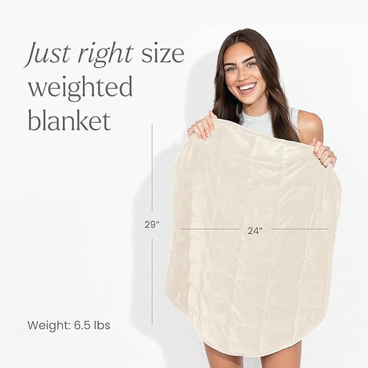 nodpod Body 6.5lb Patented Compact Weighted Blanket I Perfect for Relaxation, Sleeping & Travel l I Glass Bead Filled, Machine Washable (29" x 24") - Bone