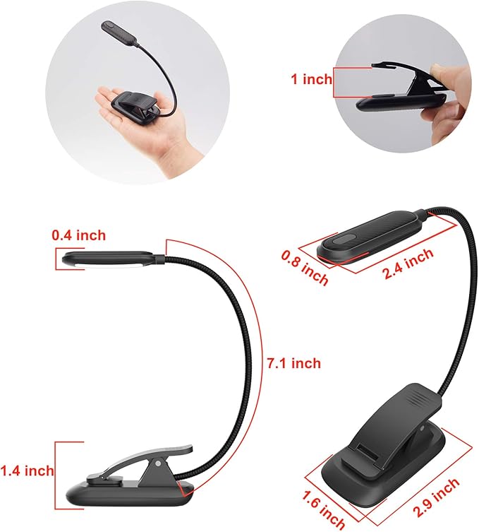 HONWELL Amber Book Light, Rechargeable Amber Reading Light for Books in Bed, Clip on Reading Light, Dimmable Book Light, Blue Light Blocking Reading Light, Warm Book Light for Kids Bookworms