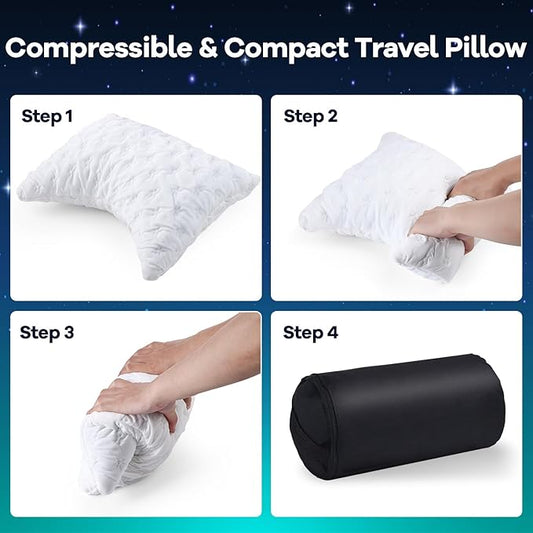 Cooling Side Sleeper Pillow for Neck and Shoulder Pain, Luxury Shredded Memory Foam Curved Bed Pillows for Sleeping Set of 1- Adjustable Travel Pillow Size- Washable Cover Crescent White