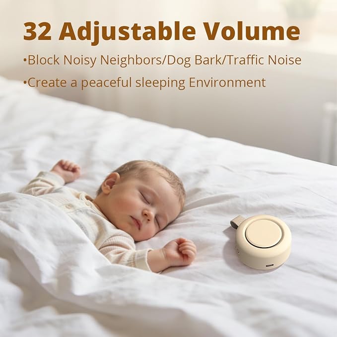 Portable Sound Machine Baby Rechargeable White Noise Machine with 30 Soothing Sounds 4 Timers Memory Function for Baby Kids Adults Powerful Battery Sleep Machine for Home Travel Office