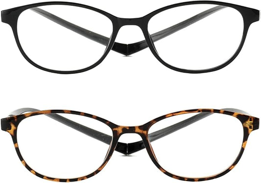 JM 2 Pack Magnetic Reading Glasses for Men Women, Hang Neck Blue Light Blocking Computer Readers Black & Tortoise +3.5