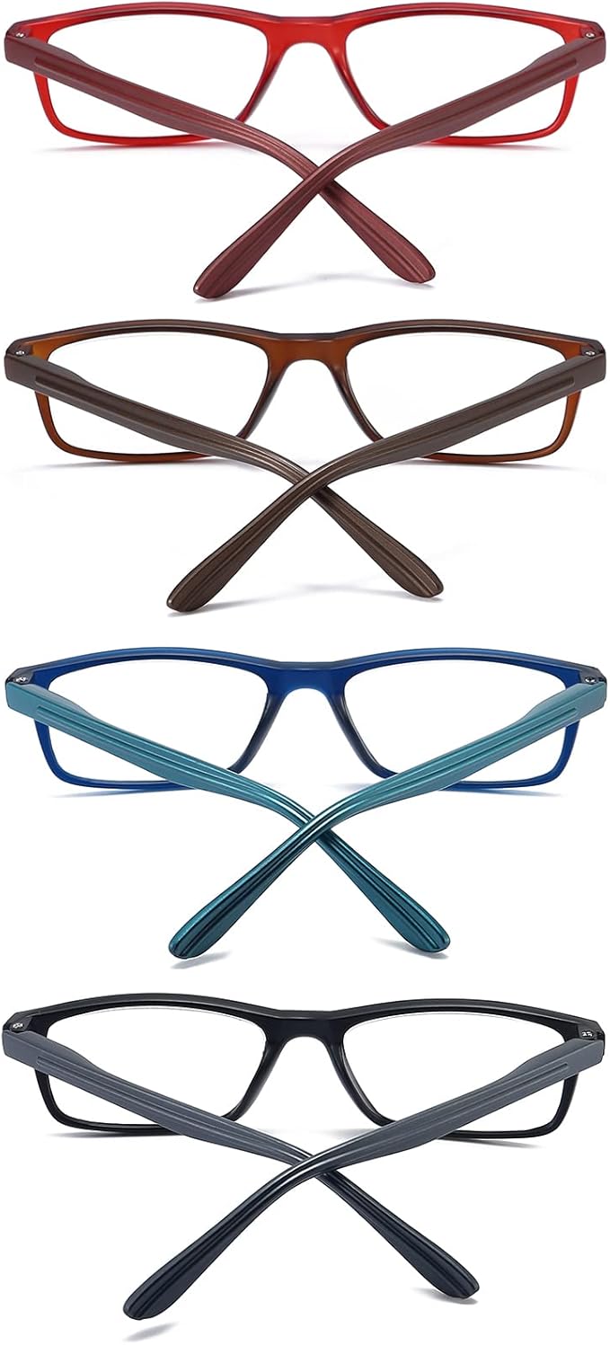 Reading Glasses Blue Light Blocking for Men Women,Rectangular Frame Computer Readers with Spring Hinge