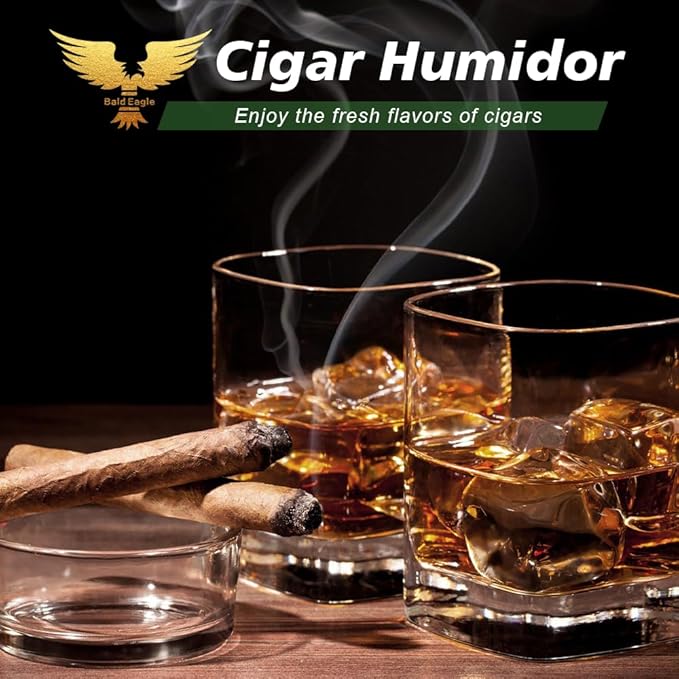 Bald Eagle Cigar Humidor Box, Travel Humidor with Humidifier Hygrometer, Portable Case for 15-20 Cigars, Waterproof | Crushproof | Airtight
