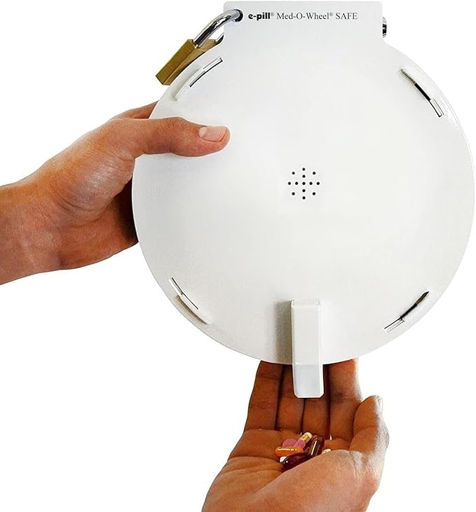 e-Pill Med-O-Wheel Safe Automatic Pill Dispenser β High-Security, Tamper-Resistant System for Controlled Medications (4 Locks, Metal Case)