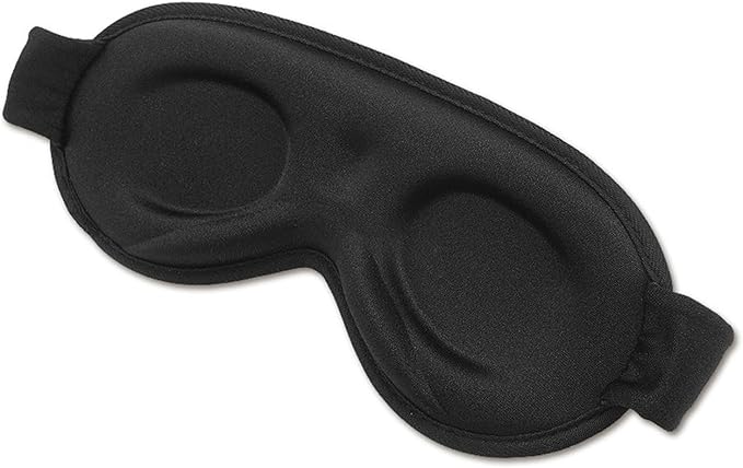 3D Contoured Sleep Mask, Memory Foam, Adjustable Strap, Ergonomic Design for Total Darkness (Black)