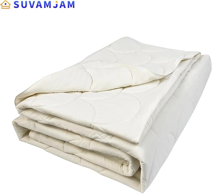 Cooling Comforter for Hot Sleepers - Lightweight Breathable Tencel Blend, Double Sided All-Season Comforter, Temperature Regulating & Machine Washable (Cream, Throw(70''L*60''W))