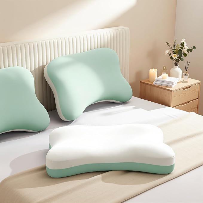 Double Side Pillow Covers, Cooling & Soft Pillow Cases for Patented Side Sleep Pillow, Machine Washable, Only Pillow Cover (Green White)