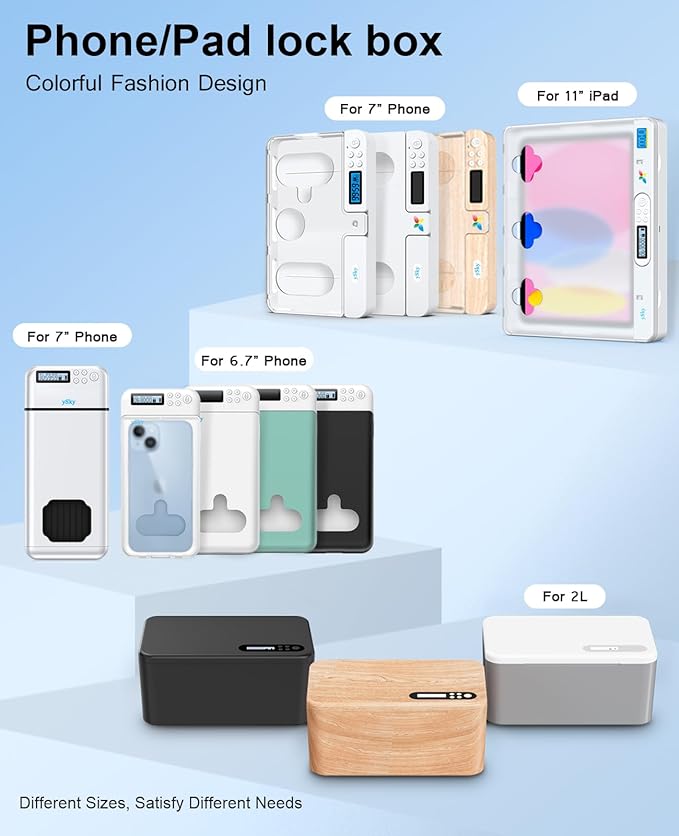 ySky Metal Phone Lock Box with Timer,Portable Timed Phone Lock Box for iPhone and Android Phones, Self-Control Timer Phone Locker to Help Kids,Students, Adults Focus Back, Phone Jail Box