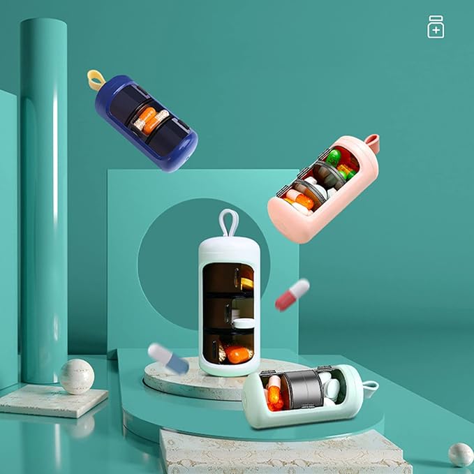 Portable Pill Box, Protect from Light Pill Dispenser Reminder Adjustable Medicine Outlet for Travel Office