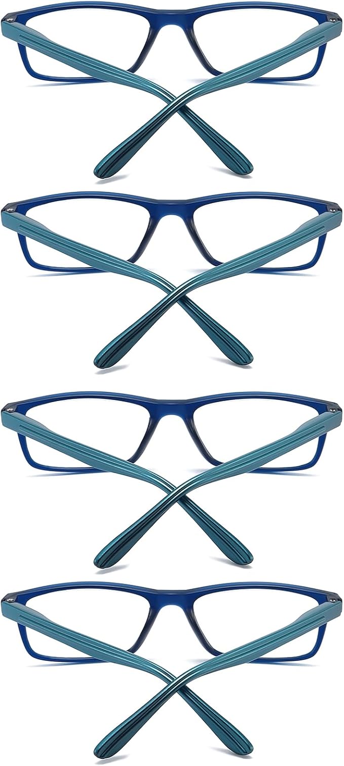 Reading Glasses Blue Light Blocking for Men Women,Rectangular Frame Computer Readers with Spring Hinge