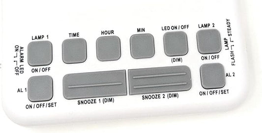 Futuristic 2 Silent Alarm Clock with Bright Flashing LED Lights for Deaf, Hard of Hearing, Heavy Sleepers | Dual Alarms, Built-in USB Chargers | Wake Up Gently (White)