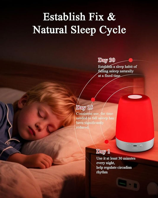 Baby Red Light Night Light: 670m Red Light Therapy for Sleep in Bedroom & Nursery - Stimulates Melatonin Production for Deeper Sleep for Adults & Kids (White)