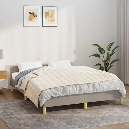 vidaXL Brushed Polyester Microfiber Weighted Blanket Light Cream - Comfy Sleep Aid, 54.3'' x 78.7'' Filled Bedding, Perfect for Bedroom or Lounge Area