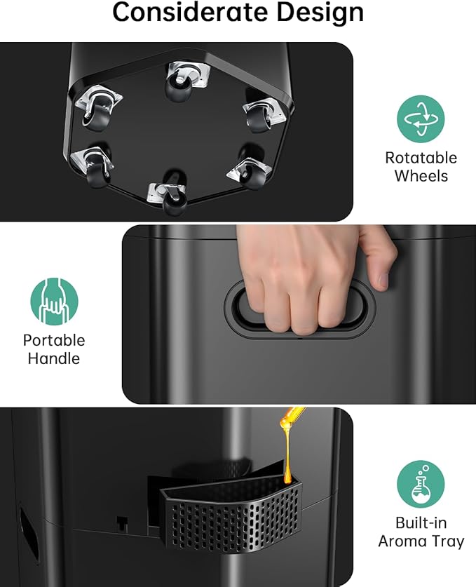 5Gal Humidifiers for Bedroom Large Room up to 2800ftยฒ, APP/Remote Control, 60H Supersized Cool Mist Humidifier with Auto 180ยฐMist Tube, 24H Timer, Top Fill Humidifiers for Home Office Plants