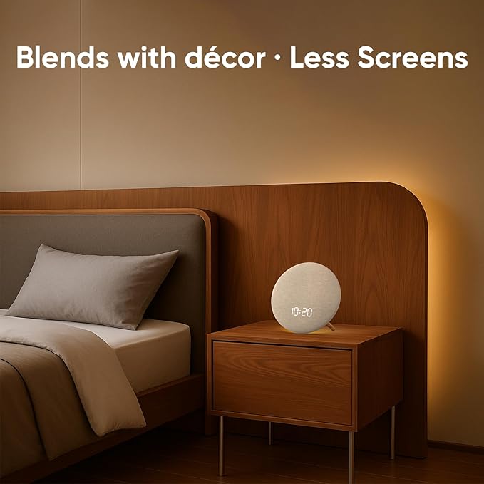 HOUSBAY Alarm Clock Sound Machine with Bluetooth Speaker - Room-Filling Sound, White Noise for Sleeping & Adult, Gentle Wake up Alarm, Cord-Free Use for Bedroom & Office, Oat Beige