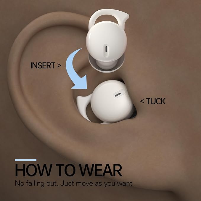 Invisible Sleep Headphones,Sleep Earbuds for Side Sleepers,Sleeping Earbuds Comfortable Noise Blocking, Bluetooth 5.3 Wireless Headphones for Sleeping,Running,Driving - White A10