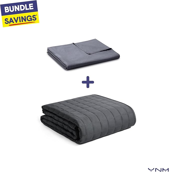 YnM Exclusive Cotton Duvet Cover for Weighted Blankets (Dark Grey, 41"x60")