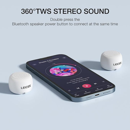 Bluetooth Speakers Portable Wireless, Travel Speakers Bluetooth 5.0 Wireless Mini Speaker for Outdoor (White)