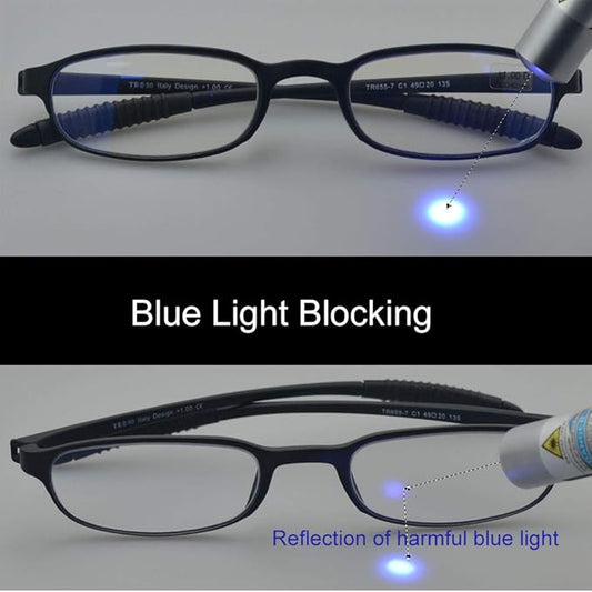 3.50 Computer Blue Light Blocking Reading Glasses(Flexible and Lightweight) Plastic Portable Readers for Men and Women