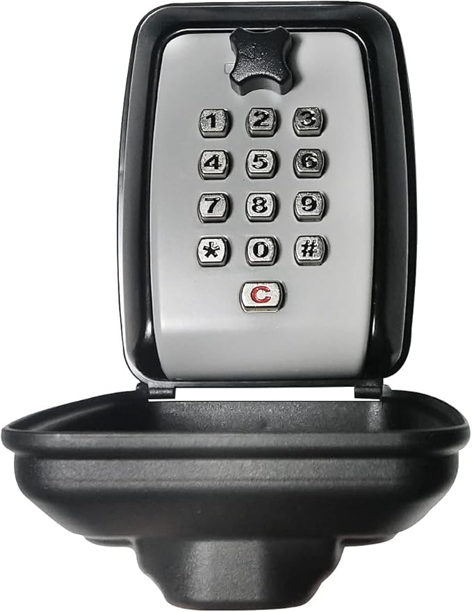Push Button Lock Box,Outdoor Wall Mounted Key Storage Box with 10-Digit Keyboard Resettable Code,Protective Shell for Outside Weatherproof,Large Capacity,for Home,Outdoor