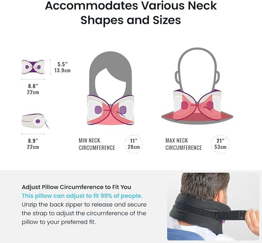 Cabeau Travel Essential Neck Pillow - Perfectly Contours to 11-21 Inch Necks - Evolution X Three Ways to Adjust for Ultimate Comfort on Long Flights (Diamond)
